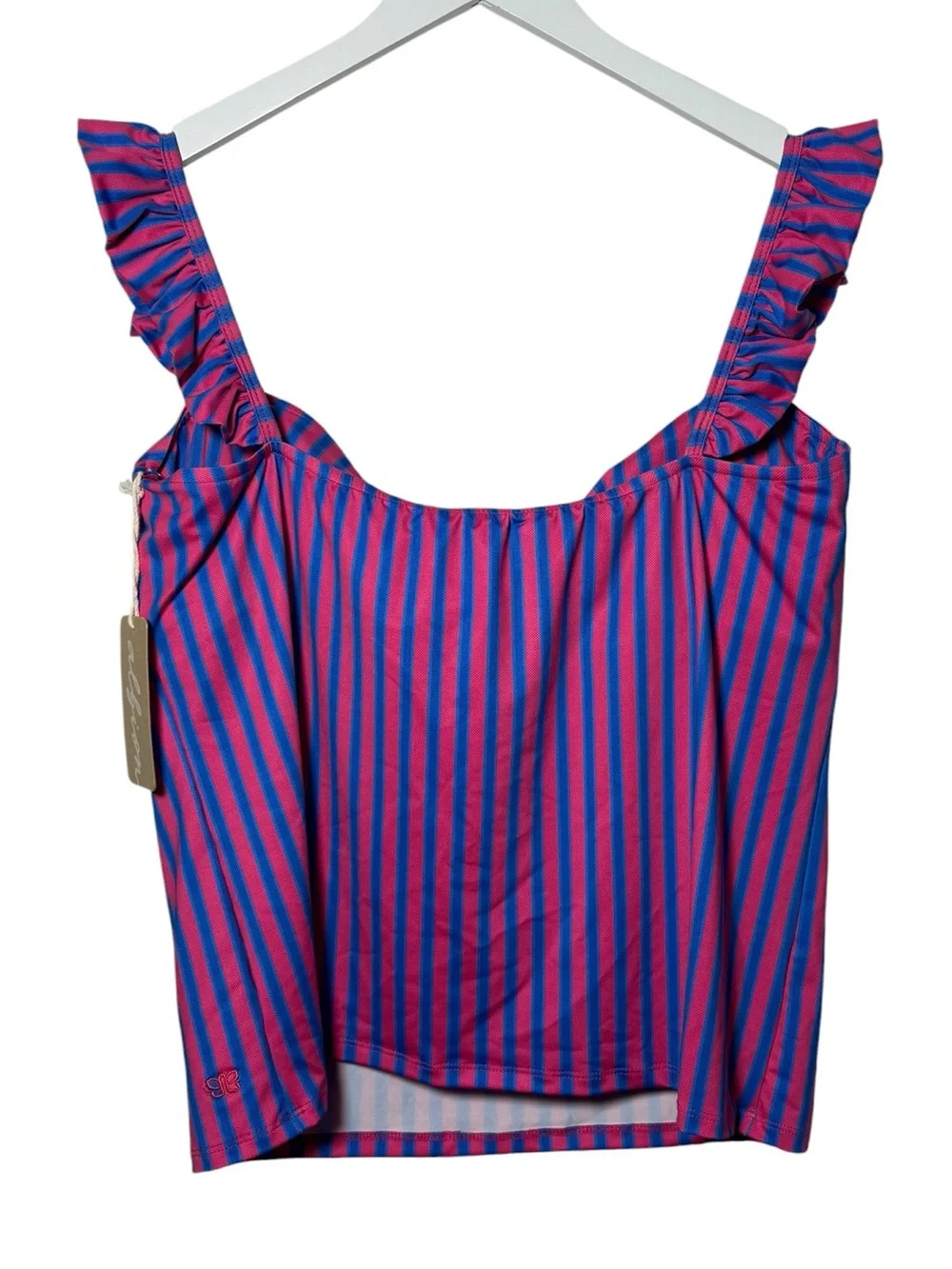 Albion Berry Stripe Tankini Ruched Midi Bottoms Set NWT Size XXXL